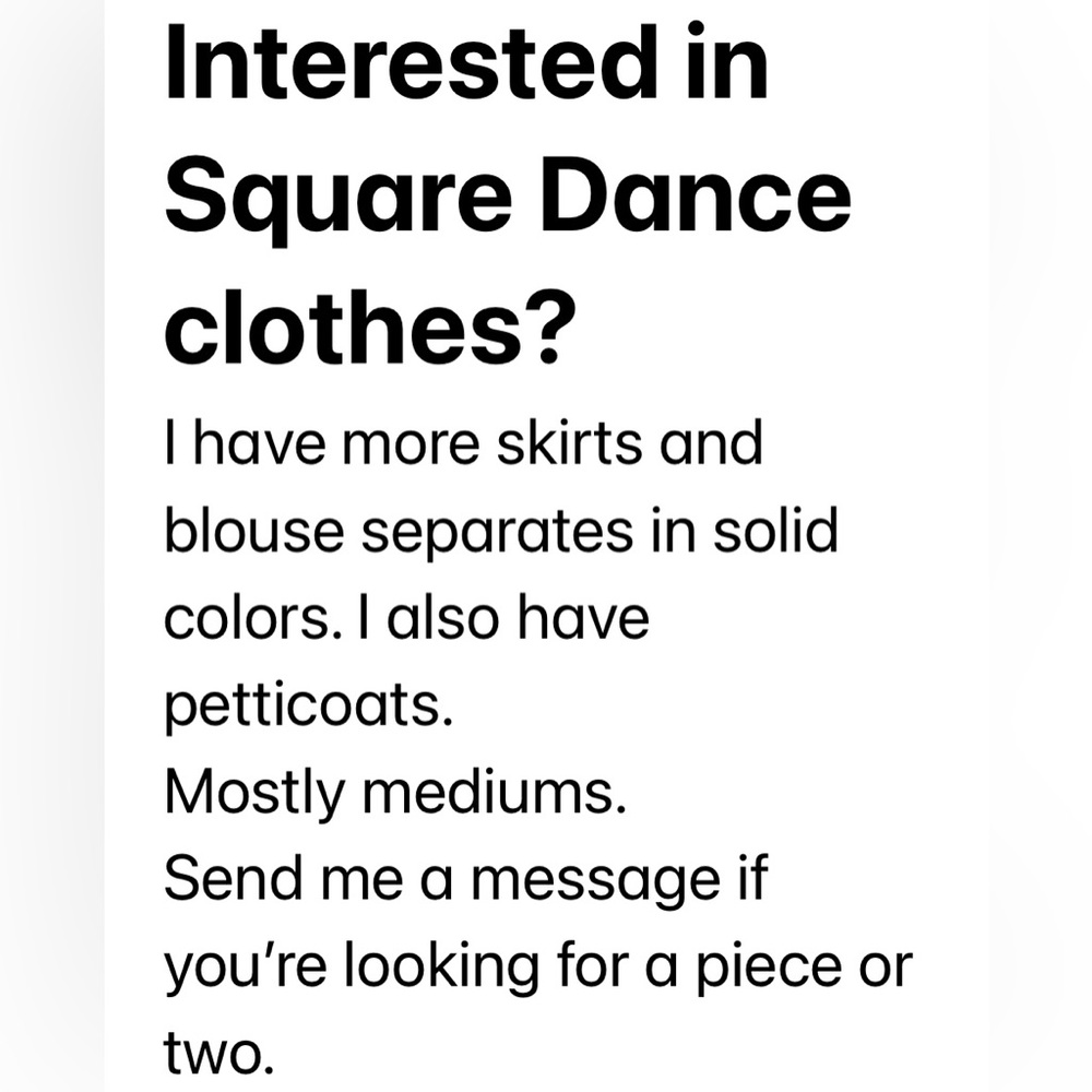 Square Dance separates and petticoats